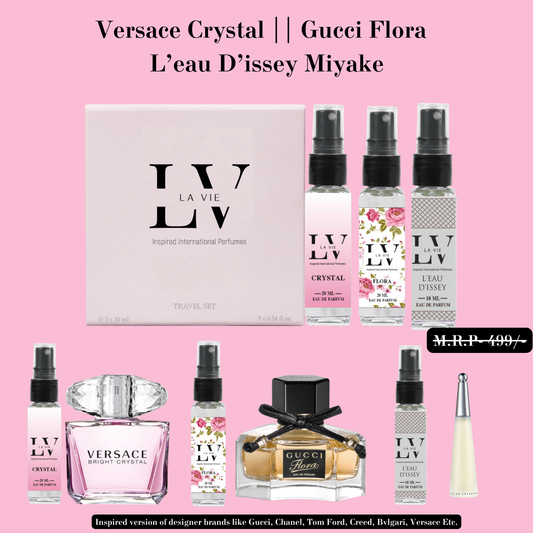 Trial Pack Of - CRYSTAL, GUCCI FLORA AND L'EAU DISSEY