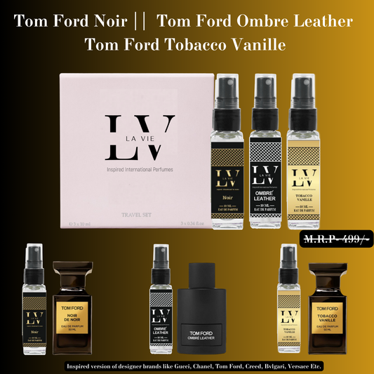 Trial Pack Of - TOM FORD TABACCO VANILE , NOIR and OMBRE LEATHER.