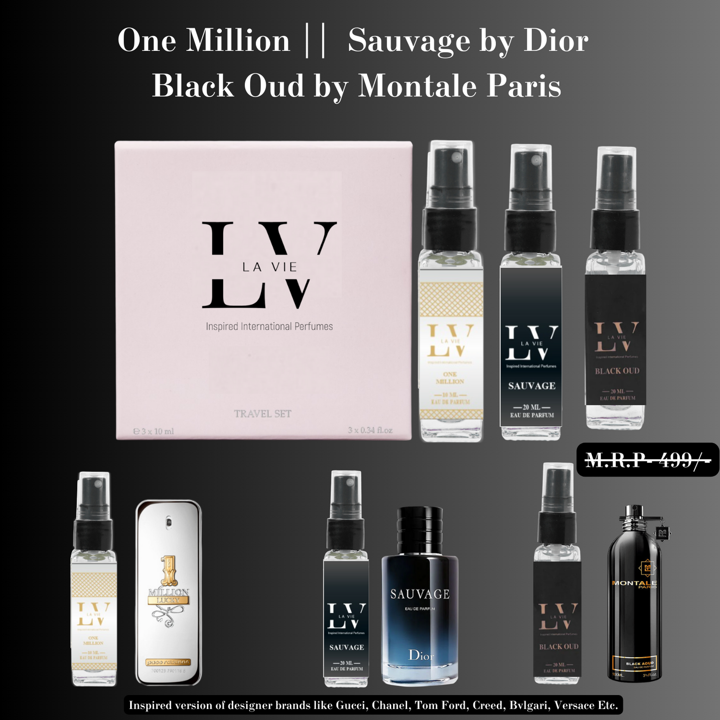 Trial Pack Of - ONE MILLION , SAUVAGE and BLACK OUD