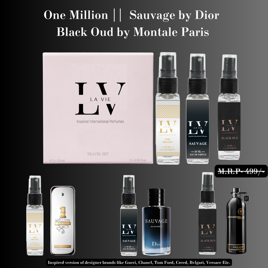 Trial Pack Of - ONE MILLION , SAUVAGE and BLACK OUD