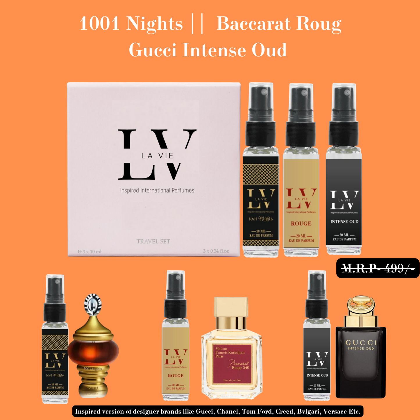 Trial Pack Of - 1001 NIGHTS , ROUGE and GUCCI INTENSE OUD.